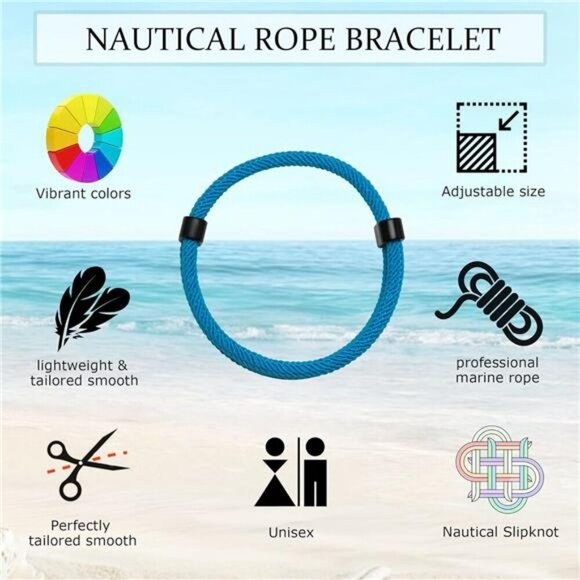 Nautical Braided Rope Bracelet Set Men Women Adjustable Handmade Cord - Picture 4 of 7